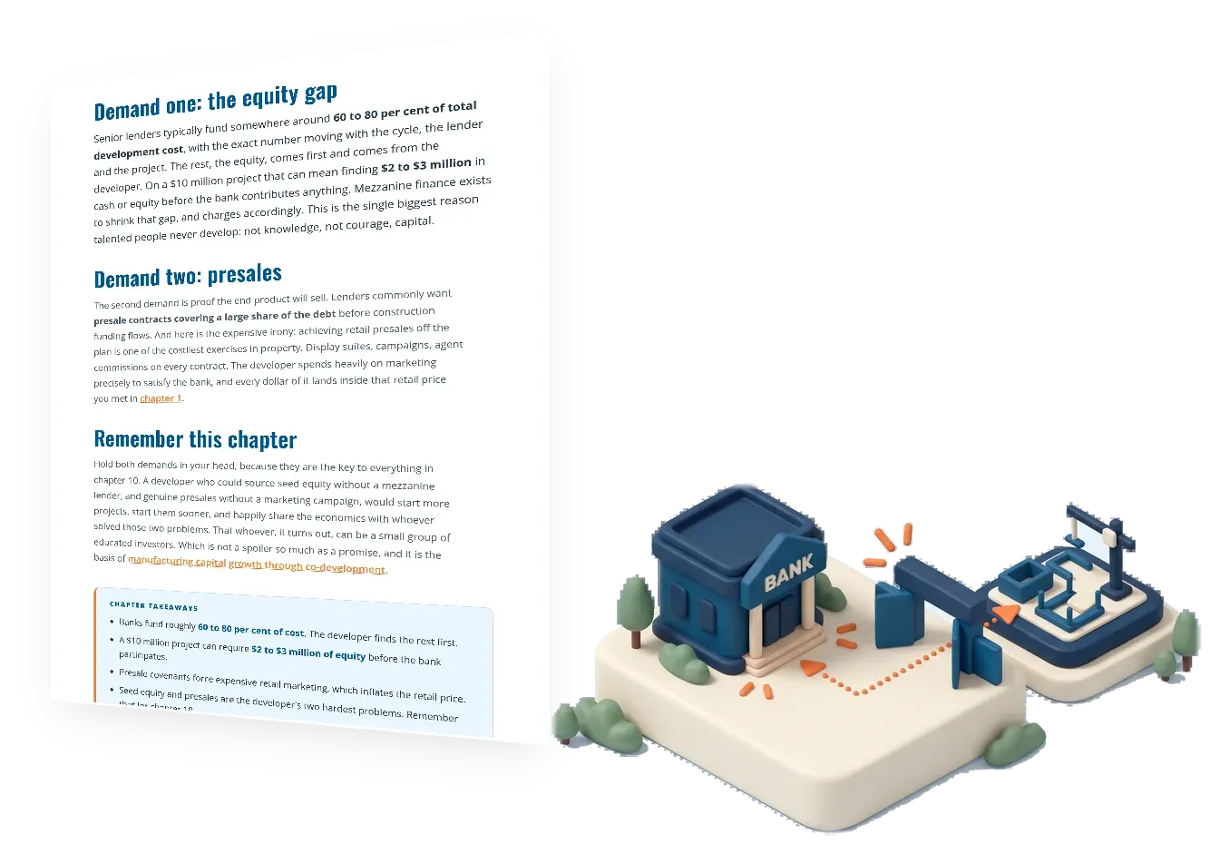 Chapter 6 of the FracHaus property development guide, property development equity requirements: the real gatekeeper, shown as a page beside its illustration