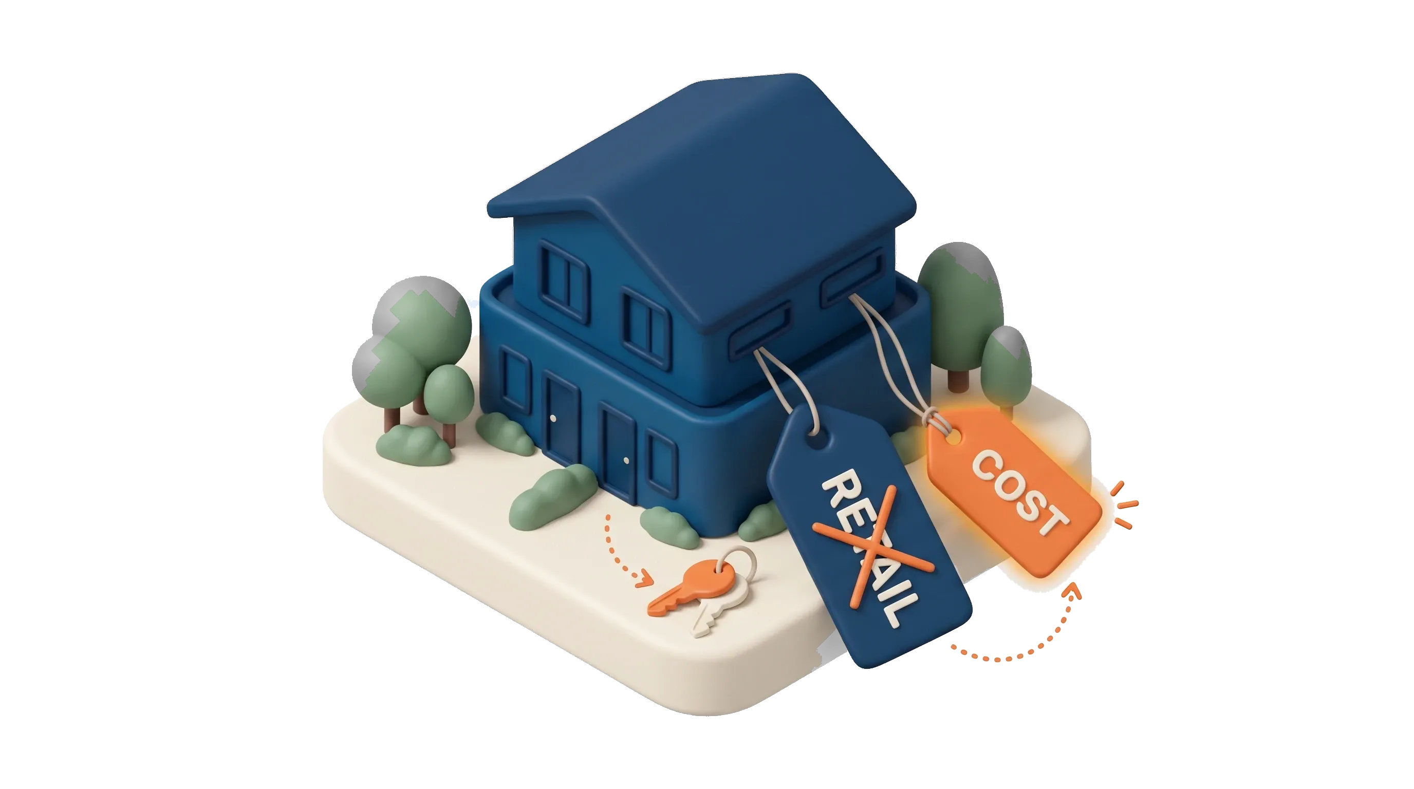 A new home carrying two price tags, the retail one crossed out and the cost one kept